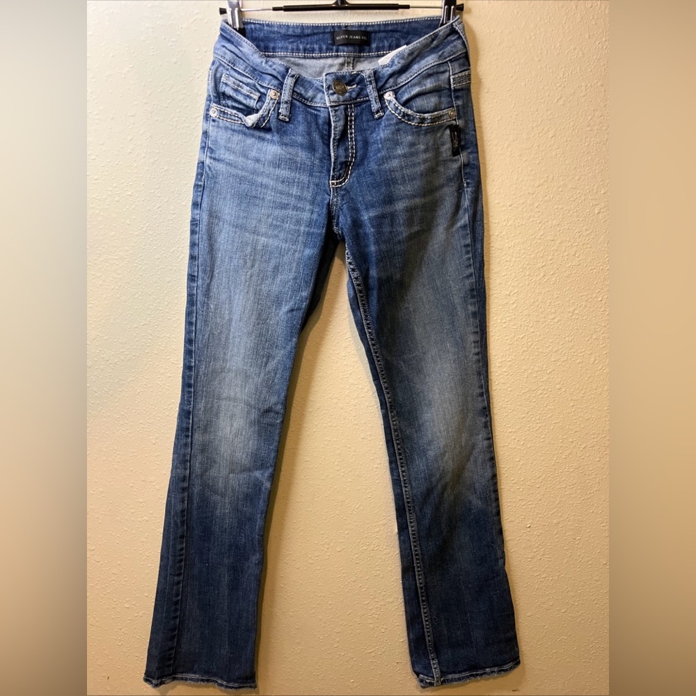 Silver Jeans Womens Boot Cut Slim Low Rise Medium Wash Stretch Suki 24x31